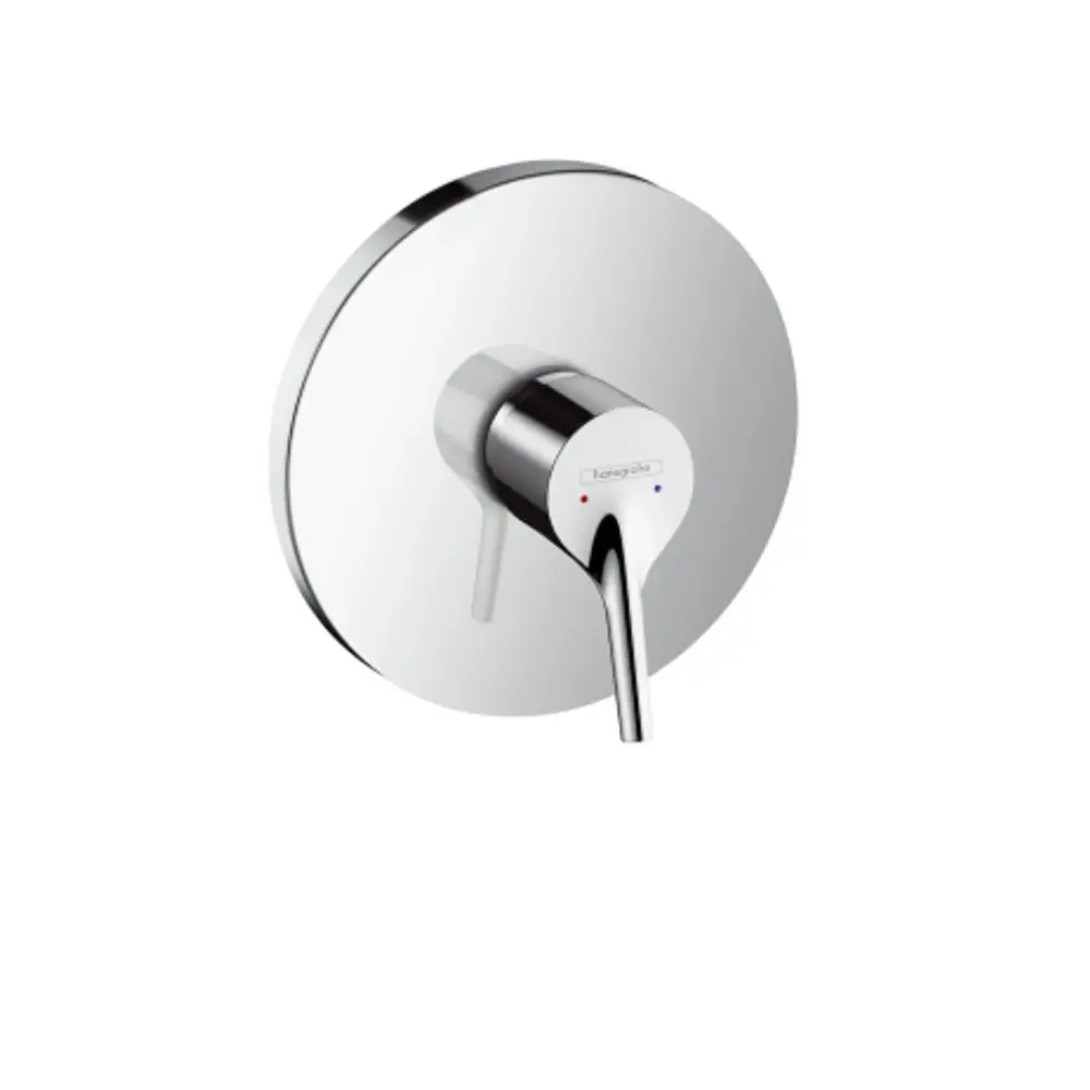 Einhebel-Brausemischer von Hansgrohe, Unterputz-Design mit runder Blende und Hebel. Der Chrom-Finish sorgt für ein modernes Aussehen.
